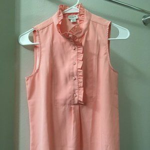 NWT J Crew Factory Ruffle Trim Pink Tank Sz 00